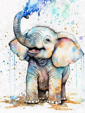 4x6 Baby Elephant Watercolor Art Print